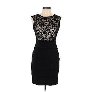 Enfocus Studios LBD Black Lace Princess Bodice V-Back  Bandage Skirt Sz 10